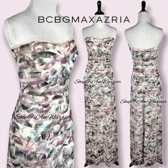 BCBGMaxAzria celeb favorite floral tiered tulle strapless gown *Shop@iamwarrior - Picture 2 of 16